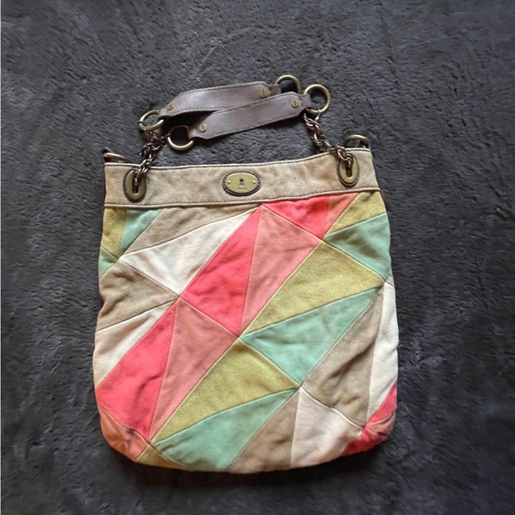 Fossil canvas geometric patchwork purse - Picture 1 of 3